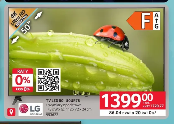 Telewizor LED 50'' 50UR78 Lg promocja w Selgros