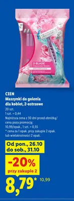 Maszynki do golenia dla kobiet 2-ostrzowe Cien 20-pak promocja w Lidl