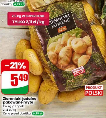 Ziemniaki jadalne pakowane myte promocja w Dino