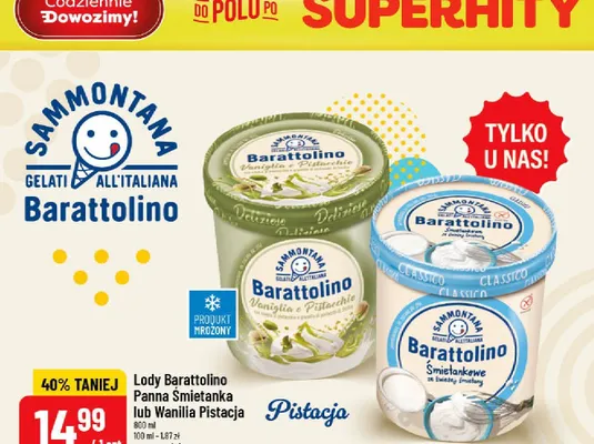 Lody Barattolino Panna Śmietanka lub Vaniglia Pistacja promocja w POLOmarket