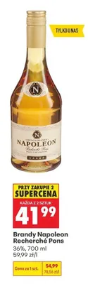 Brandy Napoleon Recherché Pons 36% promocja w Biedronka
