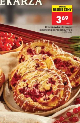 Drożdżówka z kremem i czerwoną porzeczką promocja w Biedronka