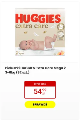 Pieluszki Huggies Extra Care Mega 2 3-6 kg promocja w Media Expert