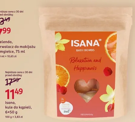 Kule do kąpieli Isana Bath Bombs Relaxation and Happiness promocja w Rossmann
