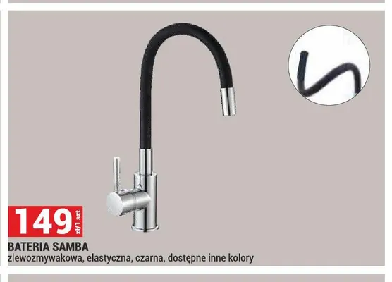 Bateria zlewozmywakowa elastyczna Samba czarna promocja w Merkury Market