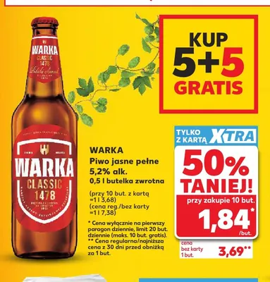 Piwo Warka Classic promocja w Kaufland