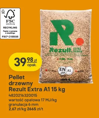 Pellet drzewny Rezult Extra A1 15 kg promocja w Castorama