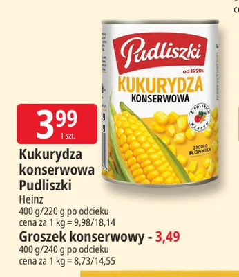 Groszek konserwowy Pudliszki promocja w Leclerc
