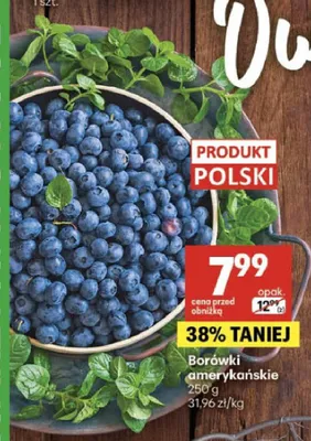 Borówki amerykańskie promocja w Delikatesy Centrum