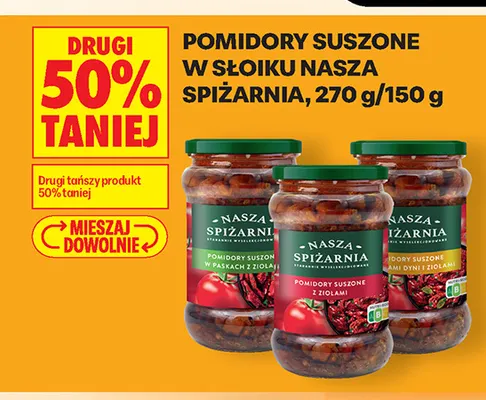 Pomidory suszone w słoiku z pestkami dyni i ziołami Nasza Spiżarnia promocja w Biedronka