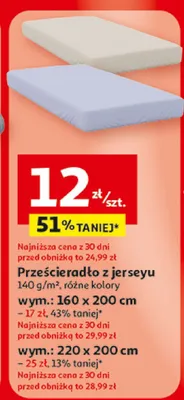 Prześcieradło z jerseyu 160x200cm promocja w Auchan