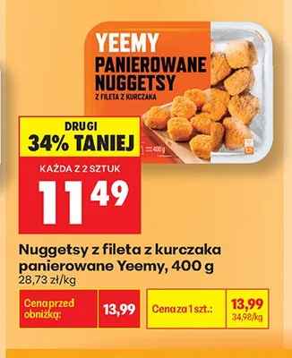 Nuggetsy z fileta z kurczaka panierowane Yeemy promocja w Biedronka