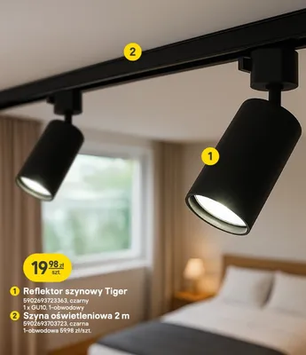 Reflektor szynowy Tiger czarny 1xGU10 1-obwodowy promocja w Castorama