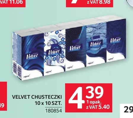 Chusteczki higieniczne Velvet 10x10-pak promocja w Selgros