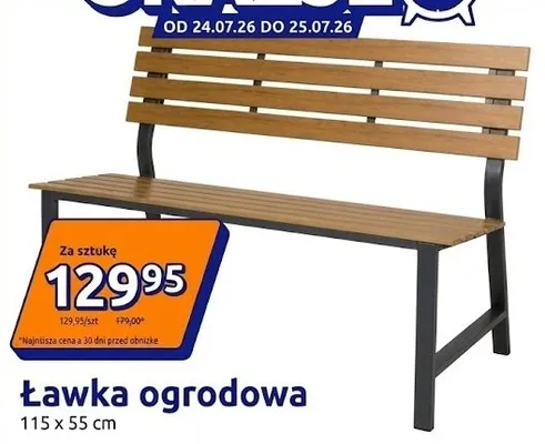 Ławka ogrodowa 115x55 cm promocja w Action