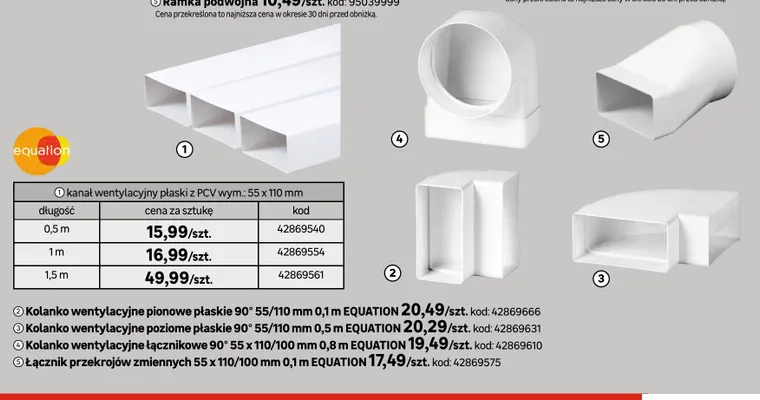 Kanał wentylacyjny płaski z PCV 55x110 mm 0,5 m Equation promocja w Leroy Merlin