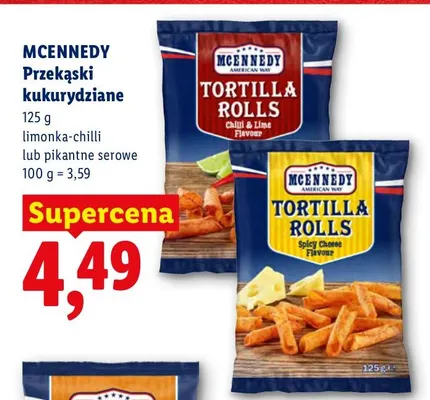 Przekąski kukurydziane pikantne serowe Mcennedy promocja w Lidl