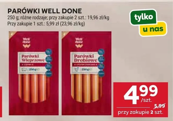 Parówki Well Done promocja w Stokrotka