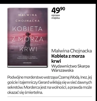 Książka Malwina Chojnacka Kobieta z morza krwi Wydawnictwo Skarpa Warszawska promocja w Empik