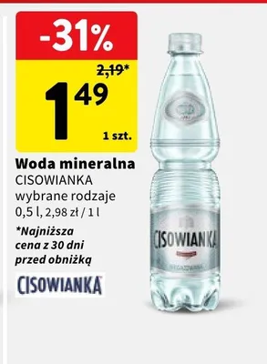 Woda mineralna Cisowianka wybrane rodzaje promocja w Intermarche
