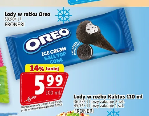 Lody w rożku Oreo promocja w Prim Market