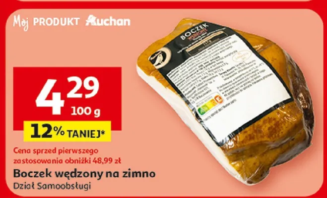 Boczek wędzony na zimno Auchan promocja w Auchan