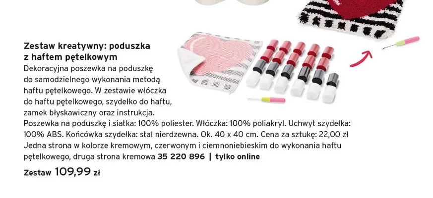 Zestaw kreatywny poduszka z haftem pętelkowym promocja w Tchibo