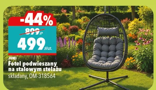 Fotel podwieszany na stalowym stelażu składany OM-318564 promocja w Biedronka Home