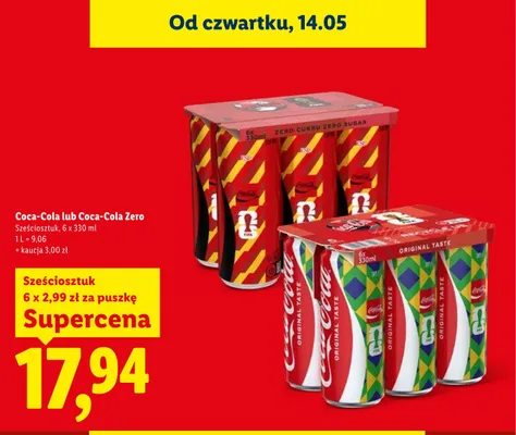 Napój gazowany Coca-Cola Zero 6-pak 330ml promocja w Lidl