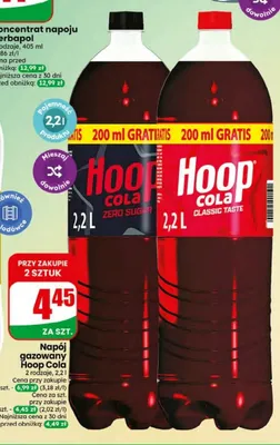 Napój gazowany Hoop Cola Zero Sugar promocja w Dino