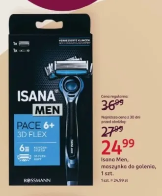 Maszynka do golenia Isana Men Pace 6+ 3D Flex promocja w Rossmann