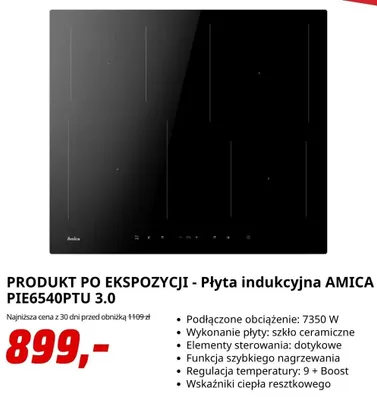 Płyta indukcyjna Amica PIE6540PTU 3,0 promocja w Media Markt
