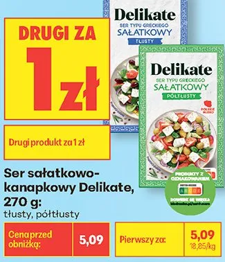 Ser sałatkowo-kanapkowy Delikate półtłusty promocja w Biedronka