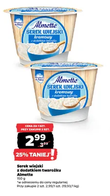 Serek wiejski z dodatkiem twarożku Almette promocja w Netto