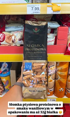 Słomka ptysiowa proteinowa o smaku waniliowym Brześć promocja w Dino