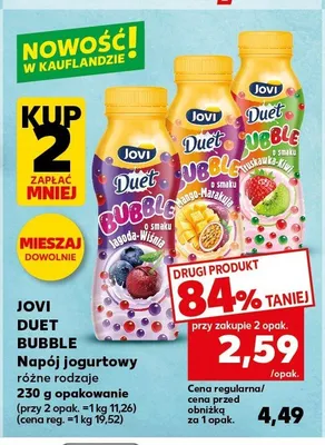 Napój jogurtowy Jovi Duet Bubble truskawka-kiwi promocja w Kaufland