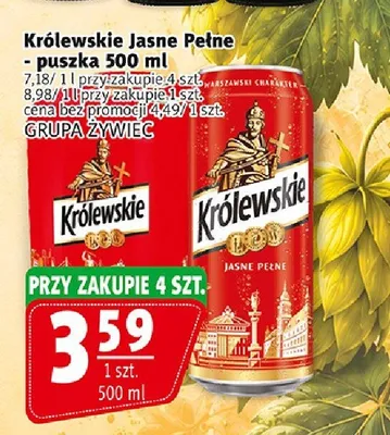 Piwo Królewskie Jasne Pełne promocja w Prim Market