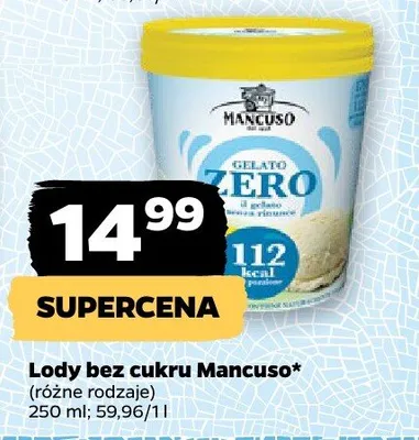 Lody bez cukru Mancuso Gelato Zero promocja w Netto