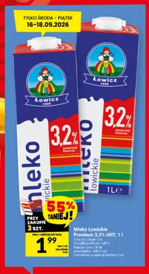 Mleko UHT Łowickie Premium 3,2% promocja w Twój Market