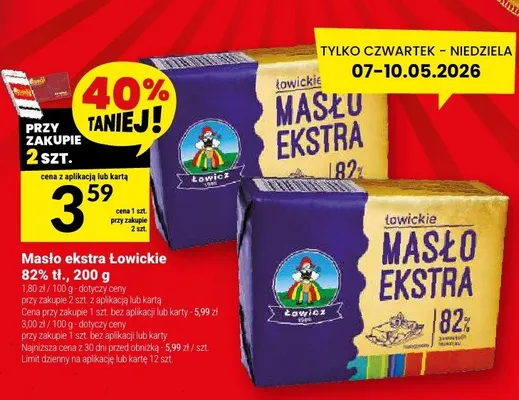 Masło ekstra Łowickie 82% promocja w Twój Market