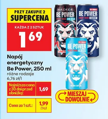 Napój energetyczny Be Power różne rodzaje promocja w Biedronka
