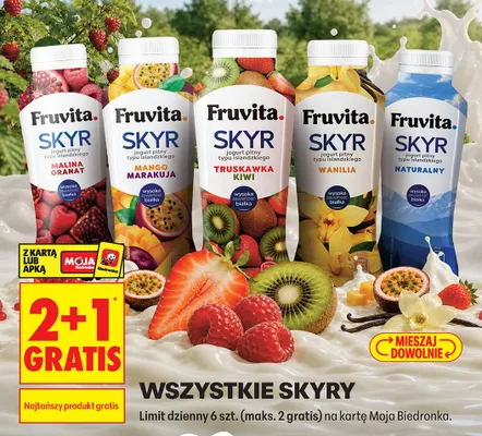 Jogurt pitny Skyr Fruvita promocja w Biedronka
