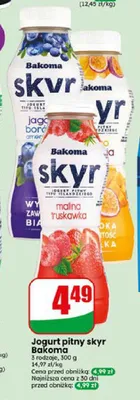 Jogurt pitny Bakoma Skyr malina truskawka promocja w Dino