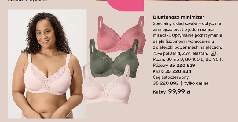 Biustonosz minimizer khaki Tchibo promocja w Tchibo