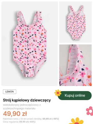 Strój kąpielowy dziewczęcy Coccodrillo Lemon promocja w Coccodrillo