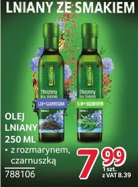Olej lniany 250ml z rozmarynem, czarnuszką promocja w Selgros