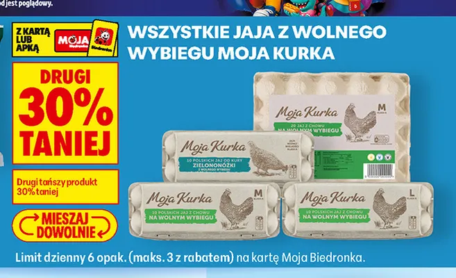 Jaja z wolnego wybiegu Moja Kurka promocja w Biedronka