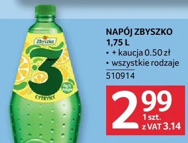 Napój Zbyszko wszystkie rodzaje 510914 promocja w Selgros
