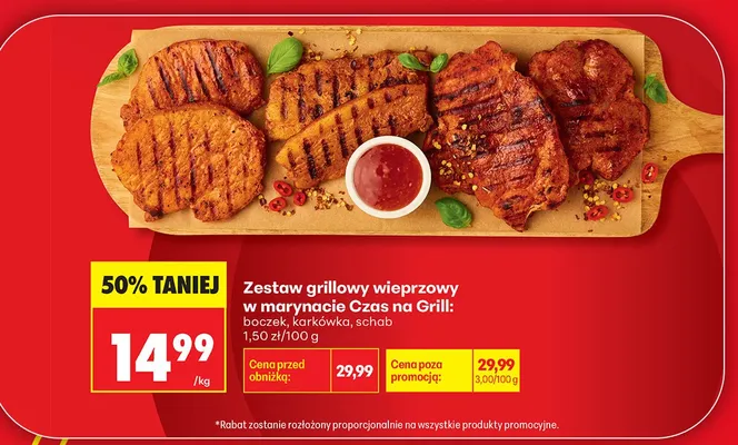Zestaw grillowy wieprzowy w marynacie Czas na Grill karkówka promocja w Biedronka