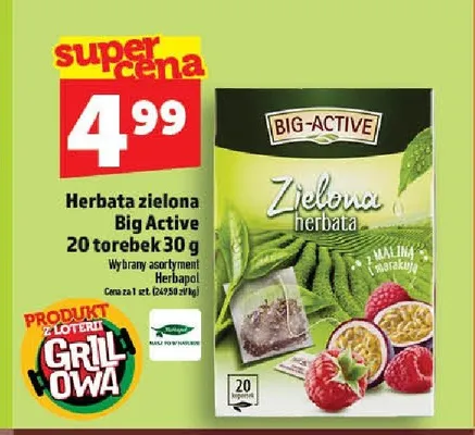 Herbata zielona Big Active 20 torebek promocja w TOPAZ